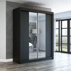 Eleganza Schwebetürenschrank 180 cm mit Spiegel in schwarz von A&J MöbelLand