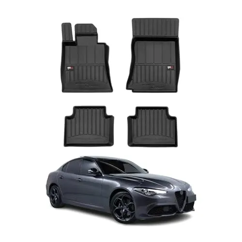 OMAC Auto-Fußmatten für Alfa Romeo Giulia 2015-2025 - Premium TPE Automatten, wasserdicht und umweltfreundlich, mit Anti-Rutsch-Technologie und elegantem Vanilleduft für perfekten Allwetterschutz.