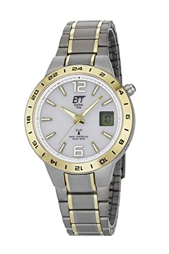 ETT Funkuhr Basic Titan EGT-11410-40M - Elegante Herren-Armbanduhr aus Titan mit Solar-Antrieb und automatischem Kalender, wasserdicht bis 5 bar – ideal für den modernen Mann.