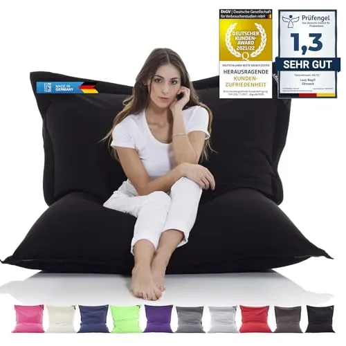 LAZY BAG Original Riesen-Sitzsack Cotton XXL 180x140cm - Sitzsäcke aus hautfreundlicher Baumwolle mit 400L Füllung für perfekten Komfort. Ergonomisch, waschbarer Bezug und hochwertige EPS-Perlen für entspannendes Sitzen und Liegen.