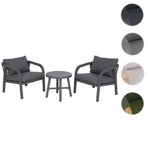 Mendler Aluminium Lounge-Set HWC-P82 – Stilvolles Balkon-Set mit Tisch und Stühlen