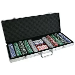 MGM GAMES Pokerchip-Koffer mit 500 Jetons – Mehrfarbig für spannende Kartenspiele
