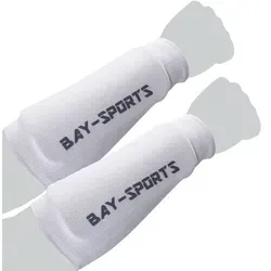 BAY-Sports Armschoner Unterarmschutz Unterarmschoner Unterarmschützer Unterarm IUM, Baumwolle, Waschmaschinenfest, Dauerelastisch, XS - XL weiß L/XL