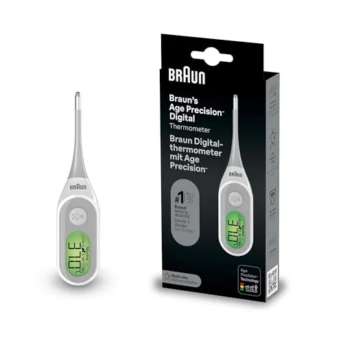 BRAUN PRT 2000 Age Precision Fieberthermometer - Fieberthermometer mit Age Precision™ Technologie, die altersgerechte Temperaturinterpretation ermöglicht. Schnellmessung in nur 8 Sekunden und farbcodiertes Display für einfache Auswertung.