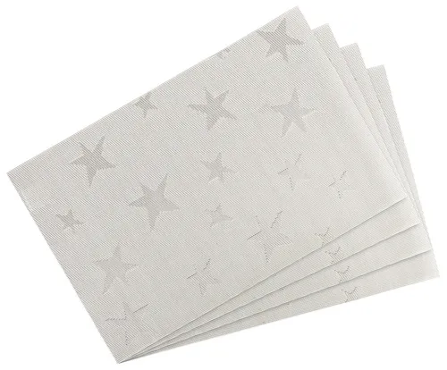 4er Pack Platzset / Tischset 30x45cm waschbar und hitzebeständig-Sterne hellgrau