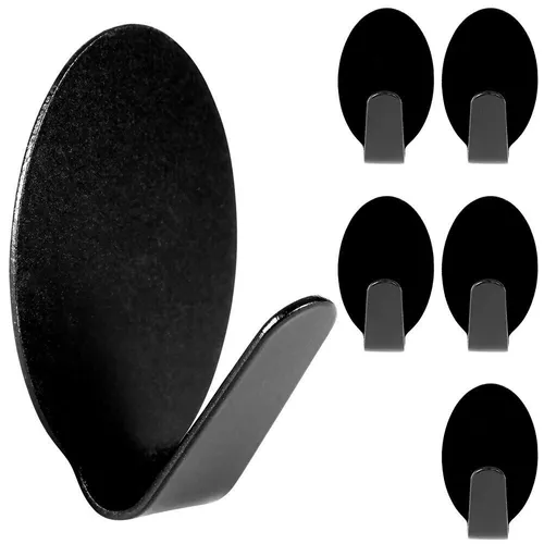 6x Selbstklebend Handtuchhaken Wandhaken Klebehaken Stahlhaken oval schwarz