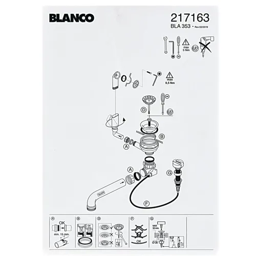 Ablaufgarnitur 1 3,5'' kompatibel mit Blanco 217163 für Spüle