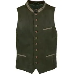 OS Trachten Herren Weste Gilet Stehkragen dunkelgrün, Größe 60