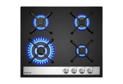 GASLAND Gas-Kochfeld Gas Kochfeld mit Wok Brenner, 60 cm Schwarz Glasherd, Butan Gas Kocher 8000 Watt, LPG/Erdgas