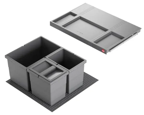 Hailo Abfallsammler Allegro 270 mit 3-fach Trennung - Haushaltszubehör mit flexibler Abfalltrennung, ideal für 60cm Schubladen. Das System bietet 27 Liter Volumen und eine einfache Montage ohne Aufwand.