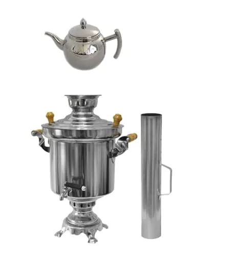 Edelstahl Samowar 5 Liter mit Design Teekanne 1 Liter von rukauf