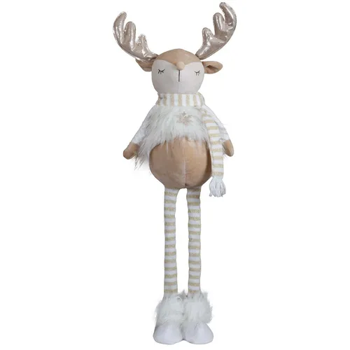 Hirsch ausziehbare Teleskopbeine 39-52cm Deko Figur Elch Rentier beige weiß