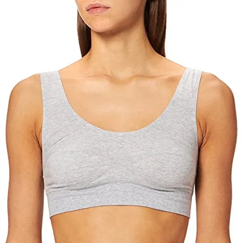 CALIDA Damen 2138 Elastic Bustier, Grau (Stein Meliert 096) - Funktionsunterwäsche – Sportliches Bustier aus hochelastischem Baumwolljersey für optimalen Tragekomfort und perfekte Passform, ideal für aktive Frauen.