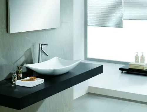 Glasdeals Aufsatzwaschtisch AW2008 – Modernes Design - Waschschalen in 56 x 37 x 10,5 cm aus hochwertiger Sanitärkeramik, leicht montierbar, ideal für ein cleanes Badezimmer-Design.