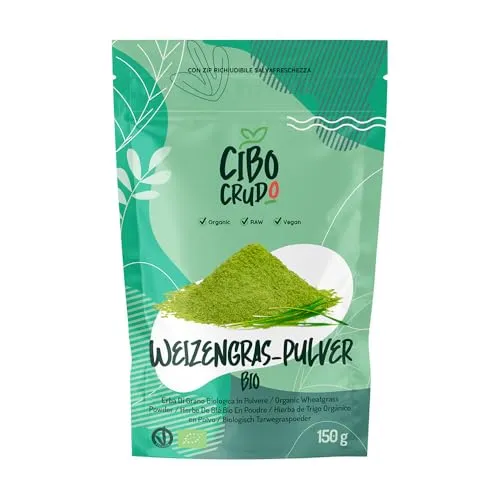 Weizengras Pulver Bio un Roh - 150g. Weizengrassaft Pulver für Grüne Smoothie Bowl. Wheatgrass Juice Powder Raw and Organic.