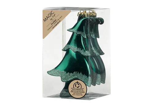 MAGIC by Inge Christbaumschmuck, Christbaumschmuck Tannenbäume 14cm Kunststoff 4er Set - Noble Green
