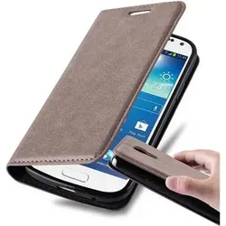 Cadorabo Hülle für Samsung Galaxy S4 MINI Schutz Hülle in Braun Handyhülle Etui Case Cover Magnetverschluss