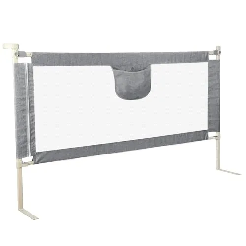 HUOLE Rausfallschutz Bett boxspringbett,Bettgitter Rausfallschutz für Kinder,Bettschutzgitter Bed Rail stabile Bauweise, Kinderbettgitter luftiges Babybettgitter für Kleinkinder-2,0 m – grau