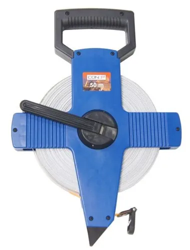 Conmetall Meister Rollbandmaß 50 m - Robustes Rahmenbandmaß in Blau und Schwarz, ideal für präzise Messungen in Bau und Handwerk – langlebig aus Glasfaser.