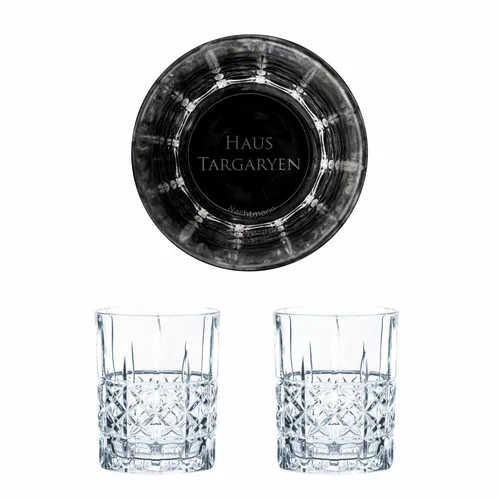 Game of Thrones Whiskyglas 2er Set Haus Targaryen Gravierte Whiskygläser 345 ml