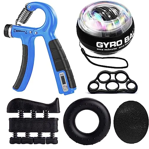 EASJOY Handtrainer Fingertrainer, Griffkraft Trainer Trainings Set 6er Pack, Grip Strength Trainer, Finger Trainingsgerät, Handgelenk Trainer, Trainingsring & Stressabbau-Griffkugel, Wrist Gyro Ball