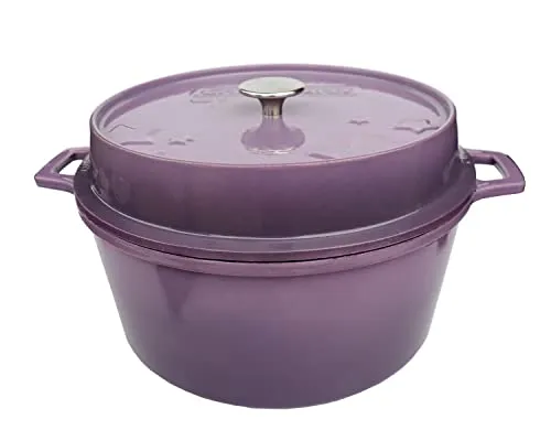 Grillfürst Dutch Oven - 9 Liter, lilafarbene Emaille - Kasserolle mit kratzfester Emaillierung, multifunktional einsetzbar zum Braten, Kochen, Schmoren oder Backen - ideal für Grill und Küche.