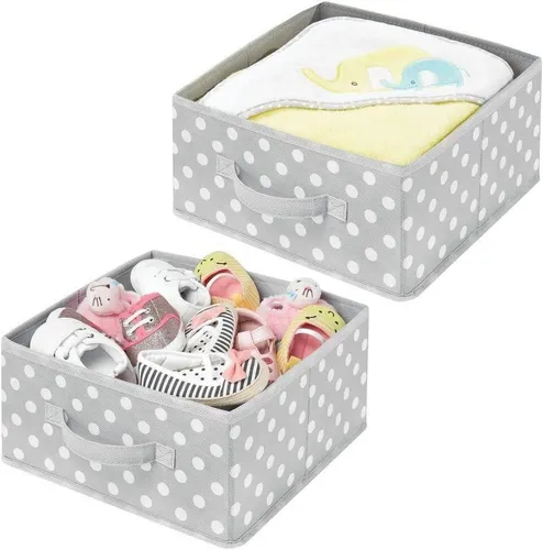 mDesign Aufbewahrungssystem 2er-Set Aufbewahrungsboxen gepunktet mDesign Stoffbox aus Kunstfaser