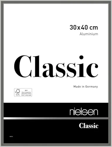 nielsen Bilderrahmen 30 x 40 cm aus Aluminium in Grau Glanz - Eleganter Fotorahmen aus hochwertigem Aluminium mit Echtglas, ideal für Hoch- und Querformat. FSC-zertifiziert und einfach zu montieren, bringt er Stil in Ihr Zuhause.