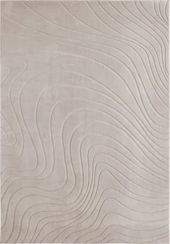 Andiamo Teppich Dale, rechteckig, greige - Flachgewebe-Teppich mit Hoch-Tief-Struktur und Carving-Effekt, ideal für ein stilvolles Wohnzimmer. Pflegeleicht und für Saugroboter geeignet.