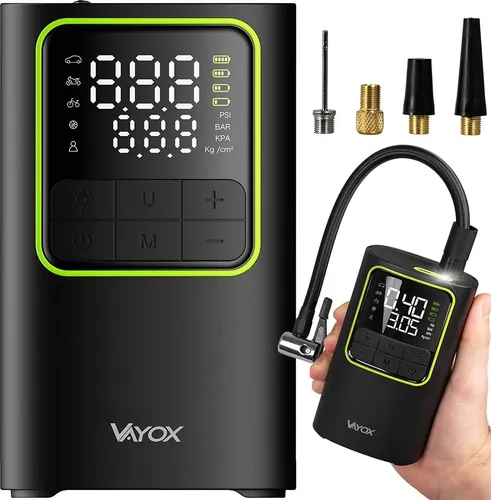 Vayox Elektrische Luftpumpe VA0409 mit Akku und LCD-Display