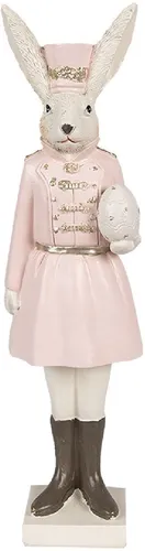 Clayre & Eef 6PR4130 Deko Kaninchen Beige Rosa 7x6x23 cm