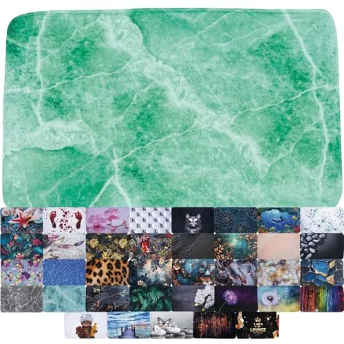 Sanilo Badteppich Marmor Grün 70 x 110 cm - Badematte, super weich und rutschfest, schnelltrocknend sowie pflegeleicht bei 30 Grad, ideal für jedes Badezimmer.