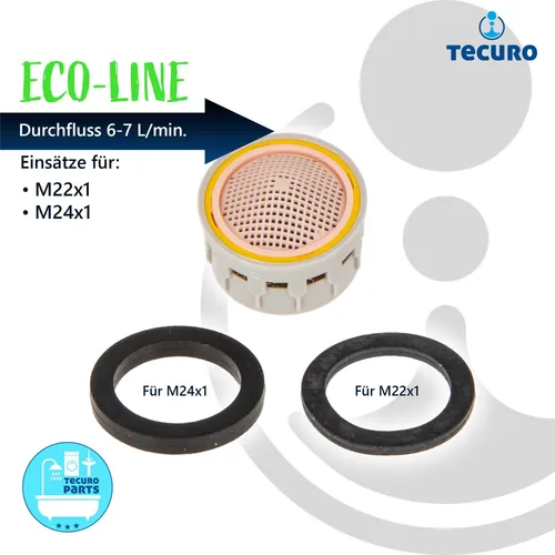 tecuro ECO SPAR Mischdüse - Strahlregler Einsatz für M22 M24, Durchflussklasse E: 6,0 - 7,0 l/min, inkl. Dichtungen