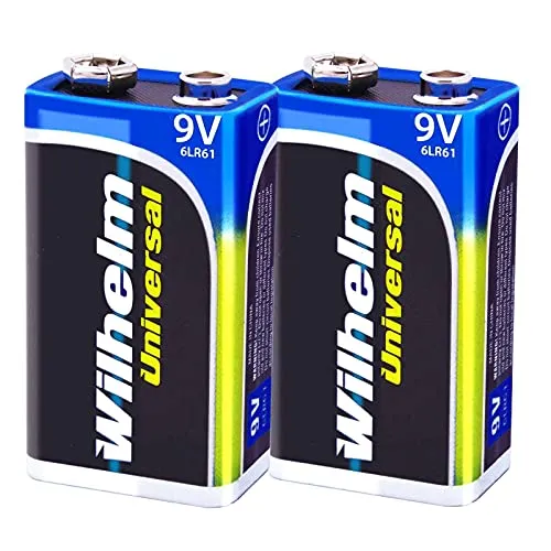 Wilhelm Universal 9V Block Batterien auch für 10 Jahres Rauchmelder geeignet Longlife Blockbatterie für maximale Lebensdauer 6LR61 9 Volt 2 x