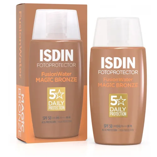 Fusion Water Magic Bronze SPF 50 Isdin Fotoprotector 50ml - Sonnenschutz mit innovativer Wasser-auf-Wasser-Technologie, bietet hohen Schutz und eine bronzierende Wirkung für ein strahlendes Hautbild.