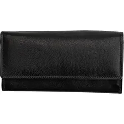 Josephine Osthoff Geldbörse Damen Leder Schwarz - Damen-Geldbörse aus hochwertigem Echtleder mit RFID-Schutz, ideal für Sicherheit und Ordnung. Kompakt und handlich mit 15 Kartenfächern und Münzfach.