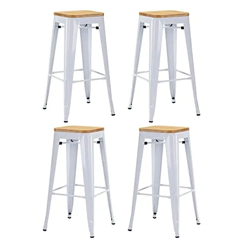 Duhome Barhocker Eisen Barstühle 4er Set, Stapelbar mit Fußstütze