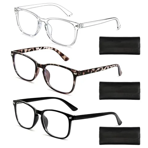 KUHAWL 3 Stück Blaulichtbrille, Blaulichtfilter Brille Blaulichtbrille Ohne Sehstärke Computerbrille Gaming Schutzbrille, Superleichte Anti Müdigkeit Computerbrille Blaulicht Brille für Frauen Männer