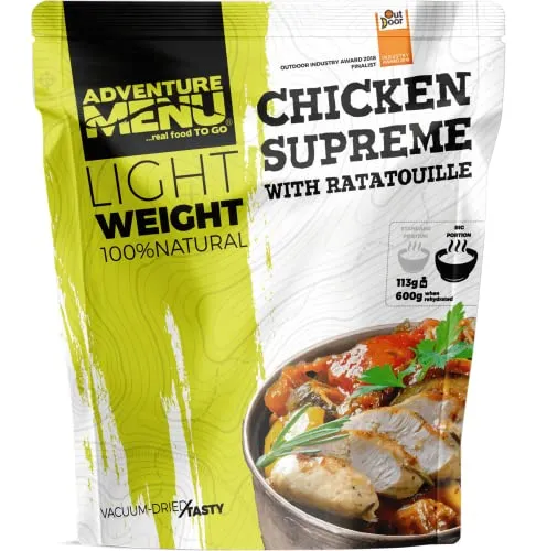 Adventure Menu - Hühnchen Supreme mit Ratatouille | 113 g (dehydriert), Gourment Mahlzeit XXL für unterwegs & daheim
