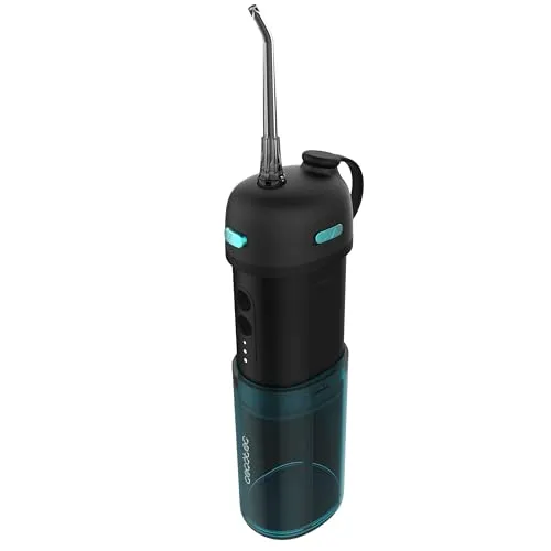 Cecotec Reise-Munddusche Compact und Leicht ToothCare Jet Clean Splash. Dental-Irrigator mit 3 Modi, 8 Intensitäten, 150ml Kapazität, IPX7, Inklusive 3 Austauschdüsen