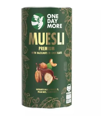 Premium Müsli mit Haselnüssen in Schokolade, 450g, mit Mandeln, Pekannüssen und Cashewnüssen