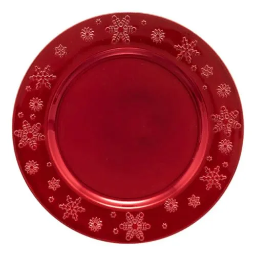 FEERIC LIGHTS & CHRISTMAS Platzteller Colorama de Noël D 33 cm Motiv rote Schneeflocke