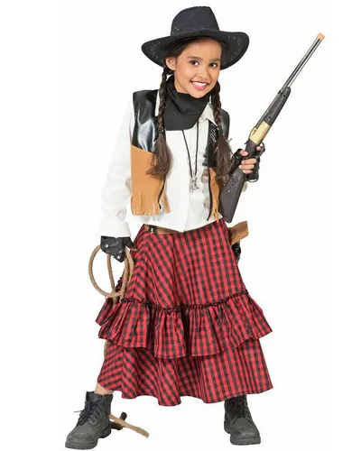 Funny Fashion Kostüm Cowgirl Kostüm 'Austine' für Mädchen, Rot Schwarz