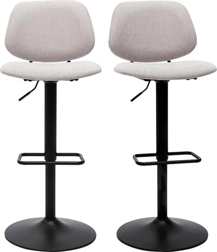 Miliboo Design-Barhocker BARNET – Höhenverstellbar in Beige und Schwarz (2er-Set)
