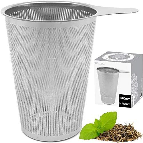 amapodo Teefilter - Teesieb für Tasse und Teekanne - Edelstahl Siebeinsatz für Losen Tee - Teezubehör - Dauer-Teefilter, Spülmaschinenfest, Plastikfrei