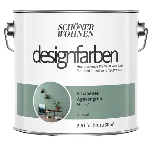 Schöner Wohnen Wandfarbe Erhabenes Agavengrün 2,5L - Hochwertige Innenfarbe in elegantem Grün, UV-beständig und spritzerabweisend. Ideal für alle Zimmer mit einer hervorragenden Deckkraft von Klasse 1.