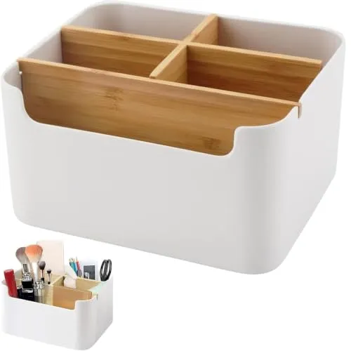 Schreibtisch Organizer, 5 Fächer Bambus Büro Organizer mit Stifthalter