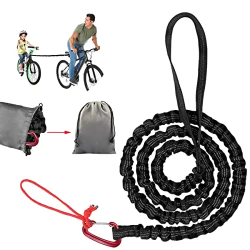 Abschleppseil Fahrrad Kinder Tow Rope für Abschleppgurt Elastisch Bungee, Eltern Zugseil Schwarz Bike Traktionsseil, Tragfähigkeit 500 lbs