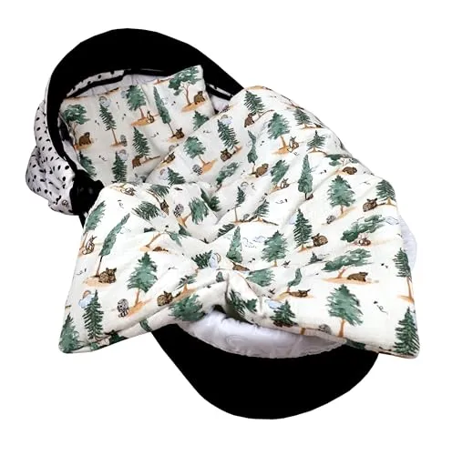 Babylux Babydecke Musselin 75x60 cm – Weiche Kuscheldecke für Kinderwagen & Stubenwagen, Atmungsaktiv, Perfekt für Sommer, Geschenk für Neugeborene MPM (D7 Wald)