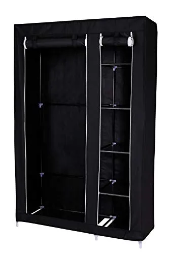 dibea Faltbarer Stoff-Kleiderschrank 175x110x45 cm, schwarz